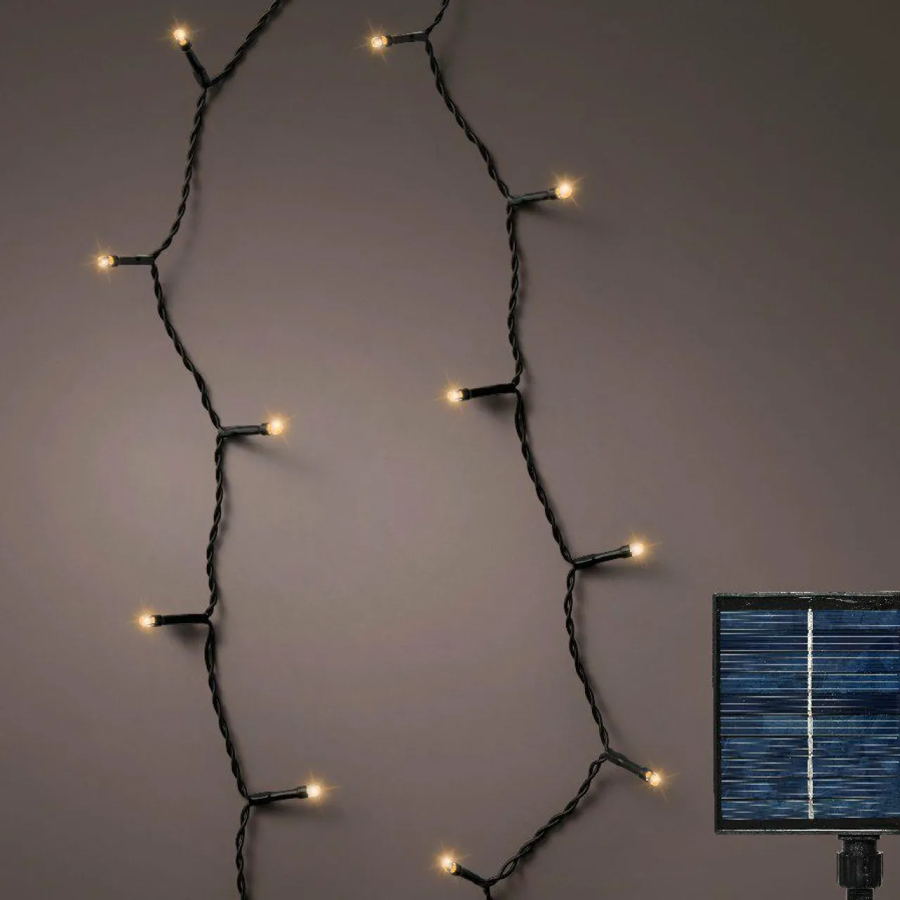 Guirlande Lumineuse|KAEMINGK Guirlande lumineuse Solaire 18 m 240 LED câble noir Rechargeable Blanc chaud