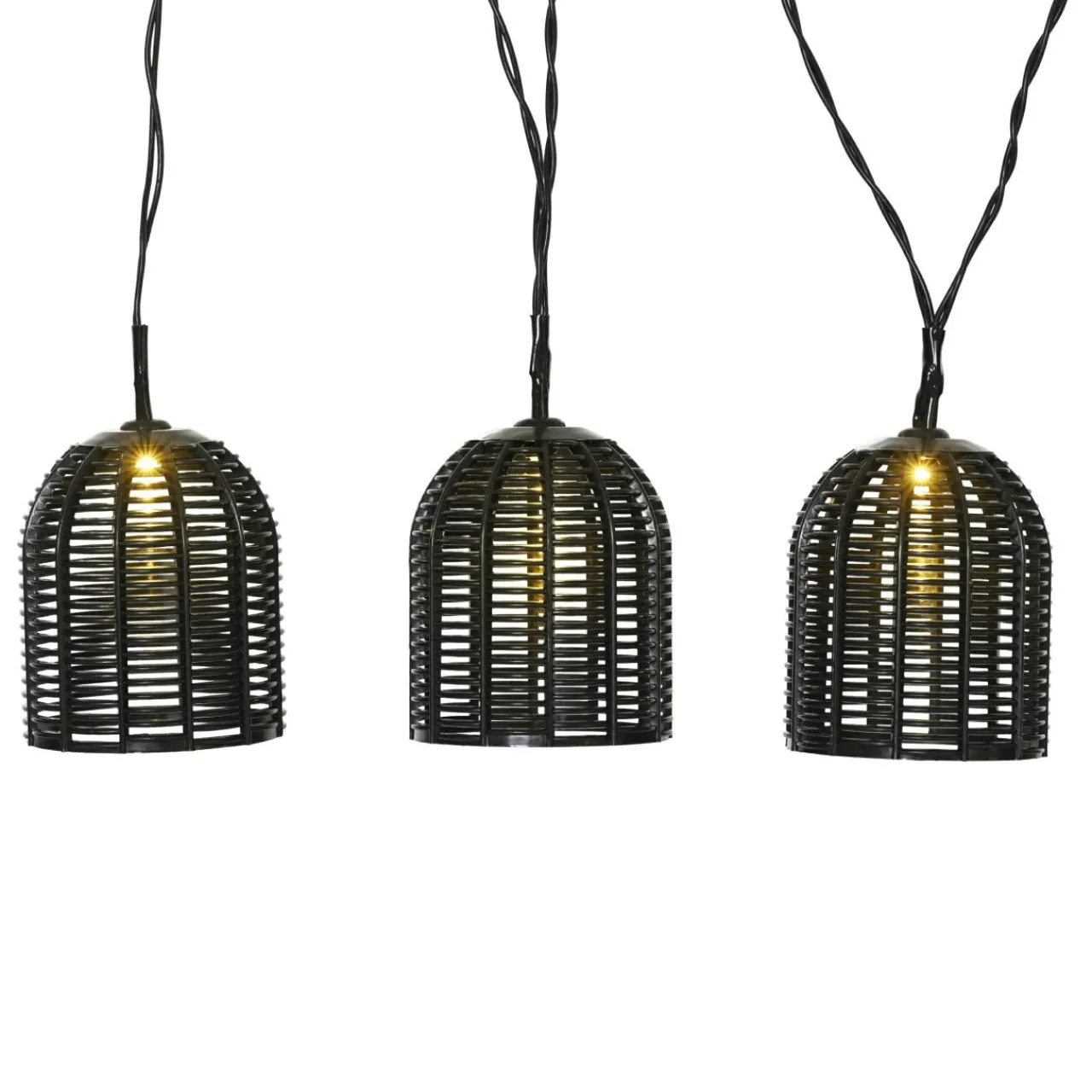 Luminaire Jardin|Eclairage Extérieur|KAEMINGK Guirlande lumineuse solaire résine tressée 10 LED (2,70 m) Garden chic Noir