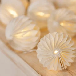 Guirlande Déco|KAEMINGK Guirlande lumineuse sur piles 2,25 m 10 LED Lanterne papier magnetique Blanc chaud