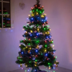 Guirlande Lumineuse|KAEMINGK Guirlande rideau pour sapin H2,40 m 832 Micro LED câble vert Multicolore Multicolore - câble vert