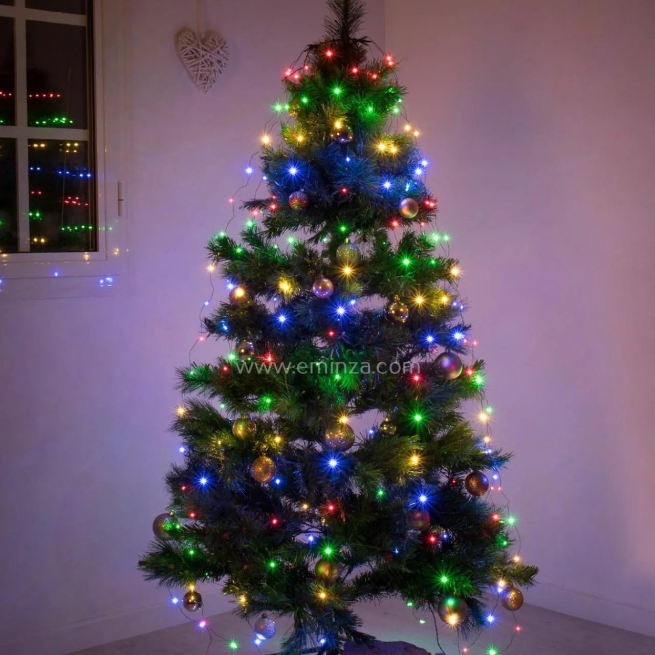 Guirlande Lumineuse|KAEMINGK Guirlande rideau pour sapin H2,40 m 832 Micro LED câble vert Multicolore Multicolore - câble vert