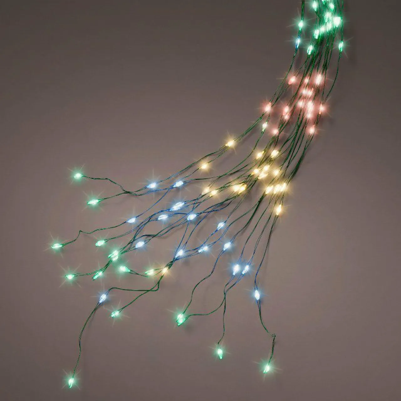 Guirlande Lumineuse|KAEMINGK Guirlande rideau pour sapin H2,40 m 832 Micro LED câble vert Multicolore Multicolore - câble vert