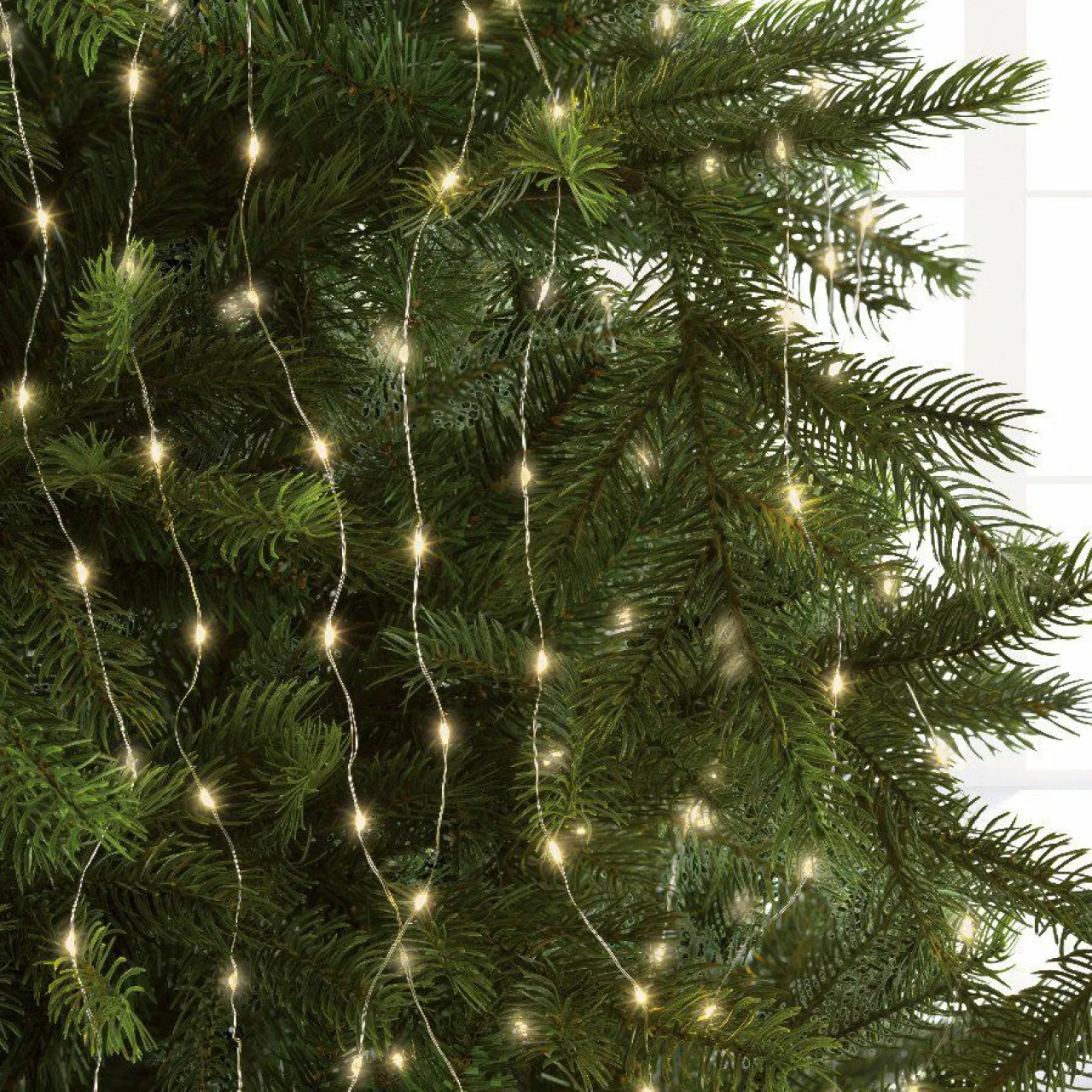 Guirlande Lumineuse|KAEMINGK Guirlande rideau pour sapin H2,40 m 832 Micro LED câble argent Blanc chaud Blanc Chaud - câble argent