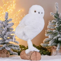 Père Noël, Animaux Et Personnage|KOOPMAN Hibou de Noël (H49 cm) Givrous Blanc