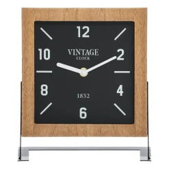 Objet Déco|Horloge|ATMOSPHERA Horloge à poser en (H23 cm) Silence Vintage Bois