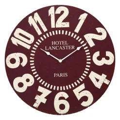 Horloge|OSTARIA Horloge murale bois (D38 cm) Vintage Hôtel Rouge