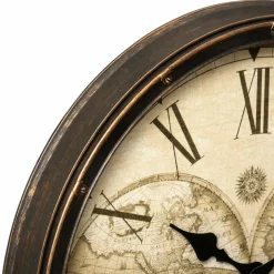 Horloge|ATMOSPHERA Horloge murale (D51 cm) Monde Tomy patiné Marron