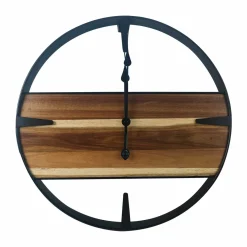 Horloge|EMINZA Horloge murale en bois et métal (D57 cm) Nya Noir