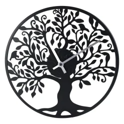 Horloge|OSTARIA Horloge murale métal (30 cm) Arbre de Vie Noir