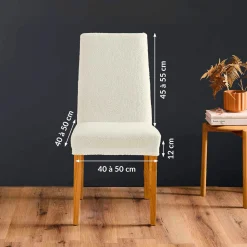 Housse De Canapé, Chaise|douceur d'intu017drieur Housse de chaise bouclette (40 x 40 cm) Laina Ecru