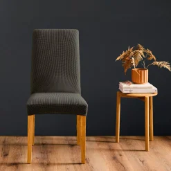 Housse De Canapé, Chaise|douceur d'intu017drieur Housse de chaise extensible effet gaufré (40 x 40 cm) Sacha Gris Anthracite