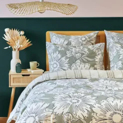 Housse De Couette|EMINZA Housse de couette coton (200 x 200 cm) Lara Vert