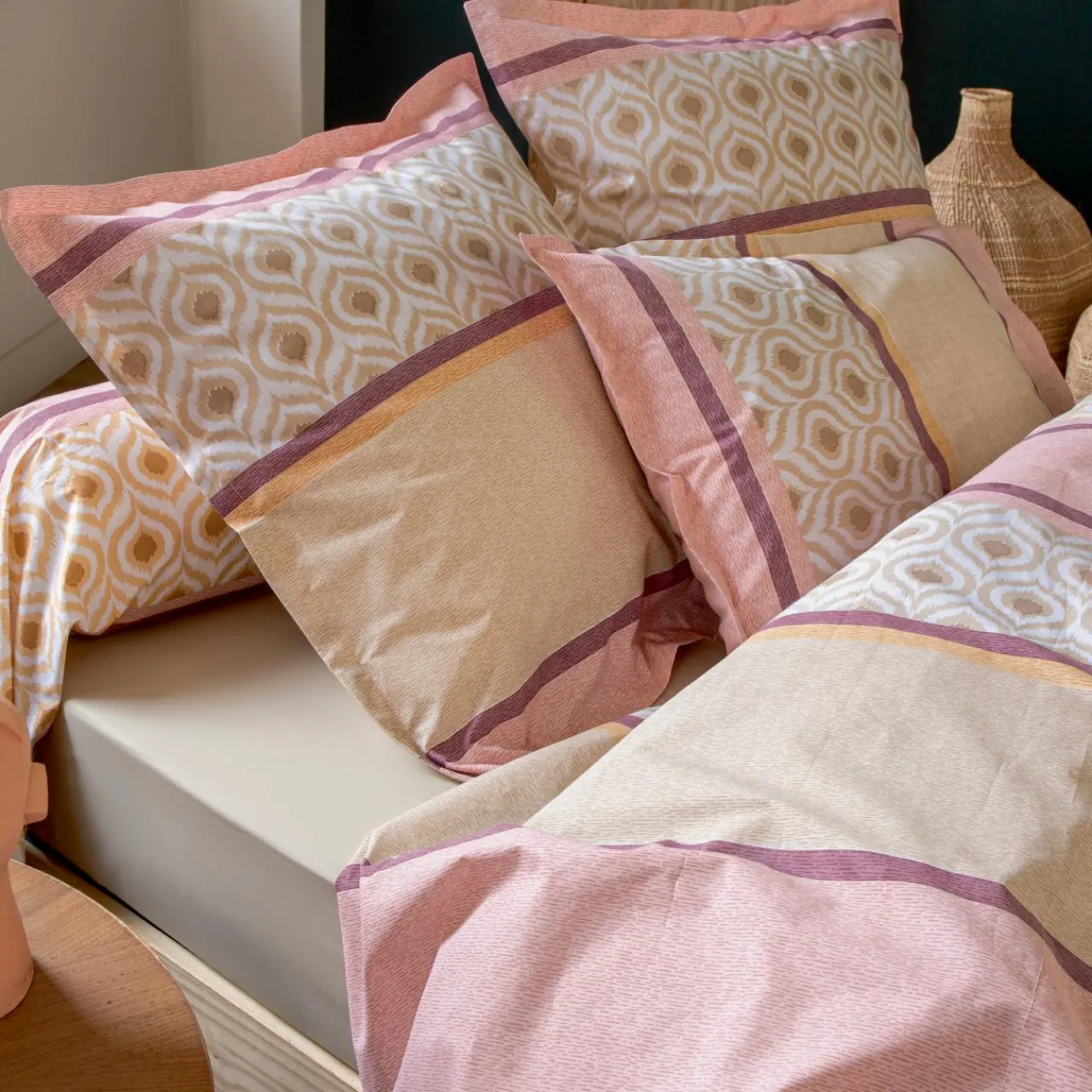 Housse De Couette|TRADI LINGE Housse de couette coton (260 x 240 cm) Inouk Rose