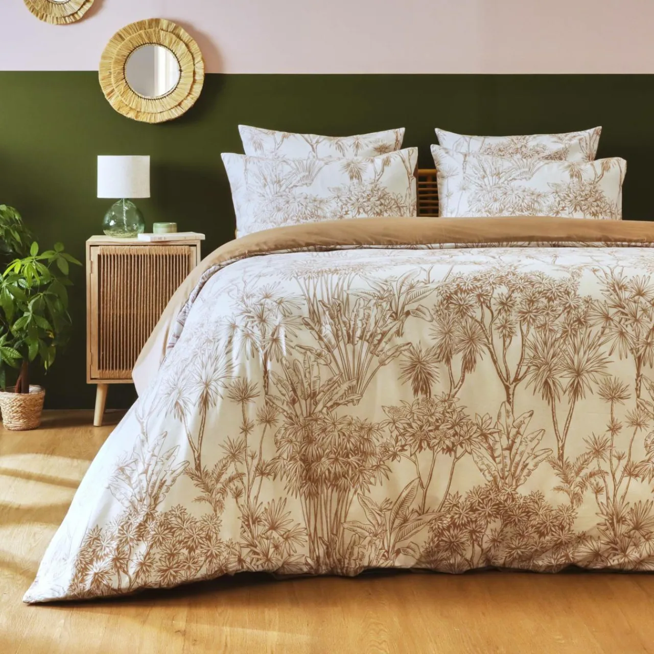 Housse De Couette|EMINZA Housse de couette coton (200 x 200 cm) Lara Marron