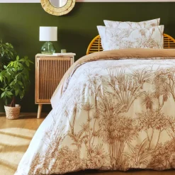 Housse De Couette|EMINZA Housse de couette coton (140 x 200 cm) Lara Marron