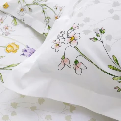 Housse De Couette|TRADILINGE Housse de couette coton (300 x 240 cm) Foliflora he Blanc