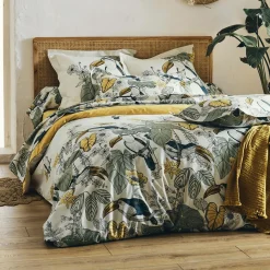 Housse De Couette|TRADILINGE Housse de couette coton lavé (280 x 240 cm) Toco e Vert