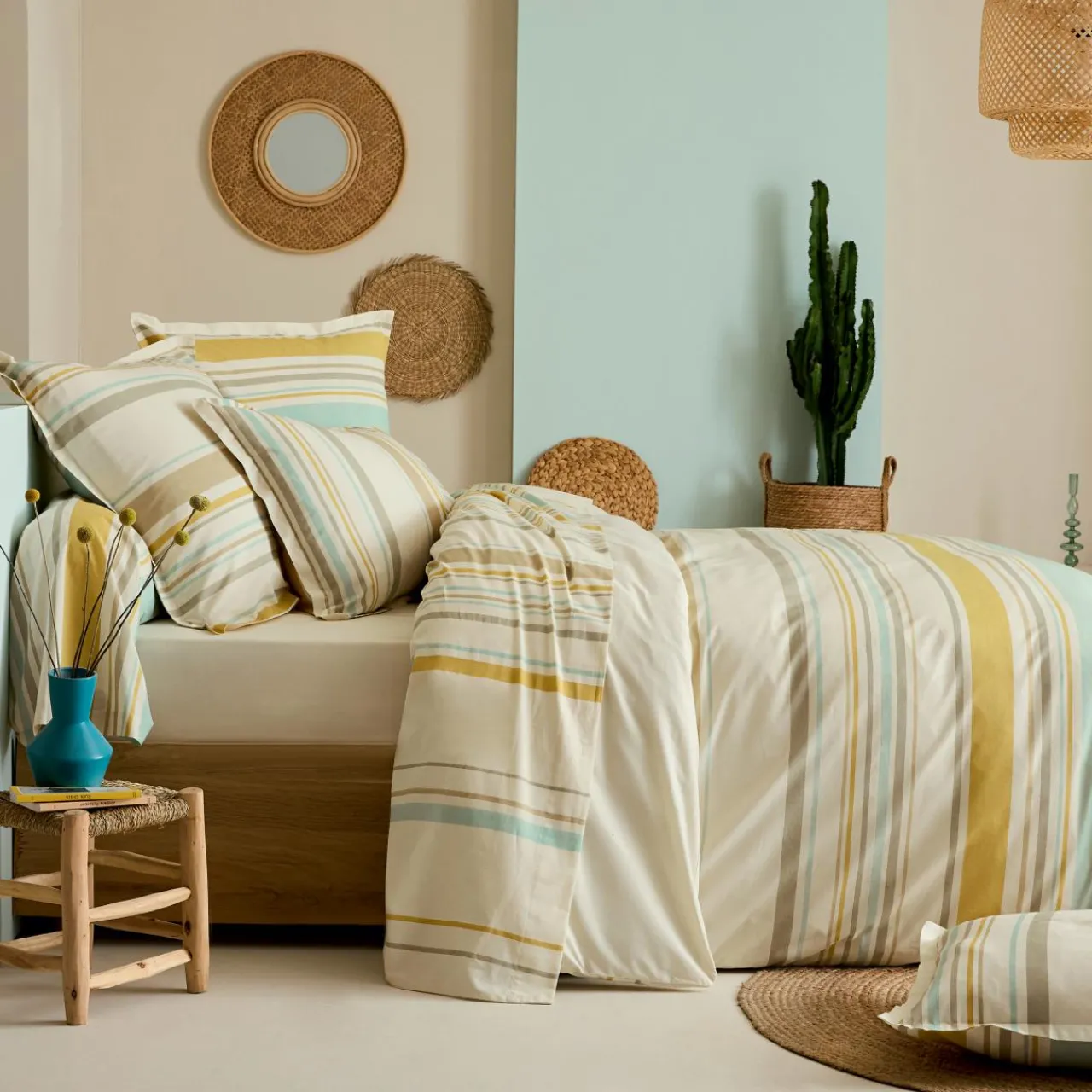 Housse De Couette|TRADI LINGE Housse de couette coton lavé (300 x 240 cm) Hugo Jaune moutarde