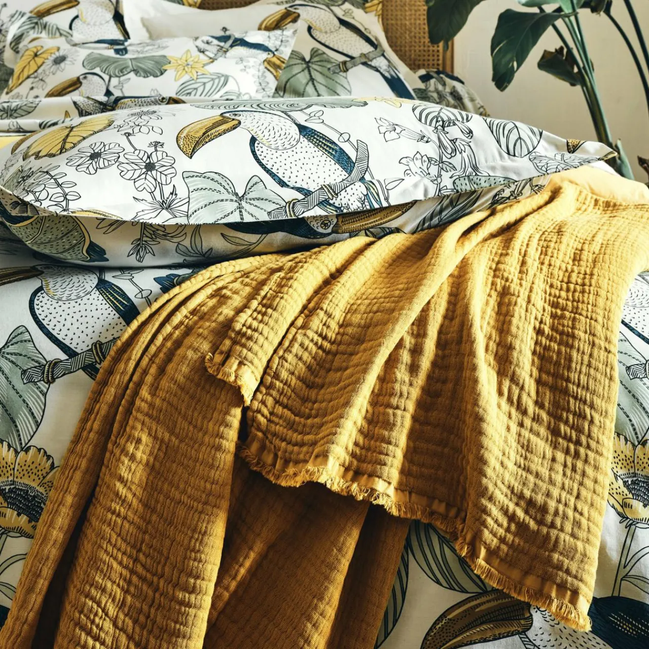 Housse De Couette|TRADILINGE Housse de couette coton lavé (200 x 200 cm) Toco e Vert