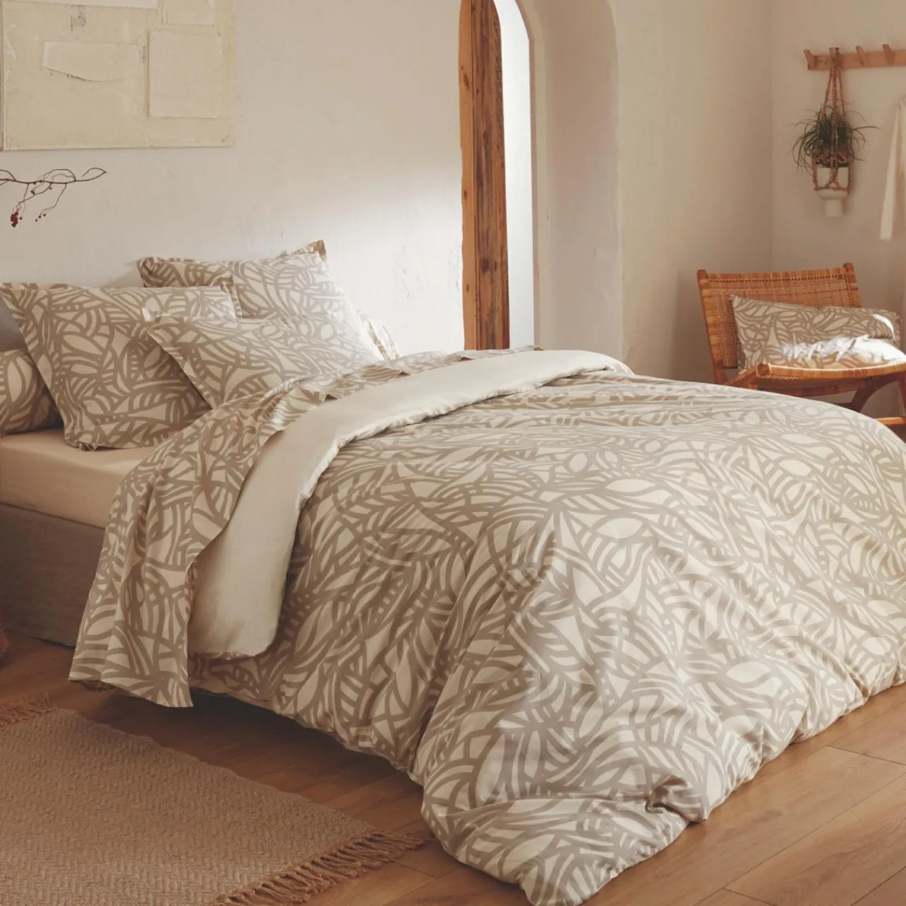 Housse De Couette|TRADILINGE Housse de couette coton lavé (240 x 220 cm) Séréna Beige