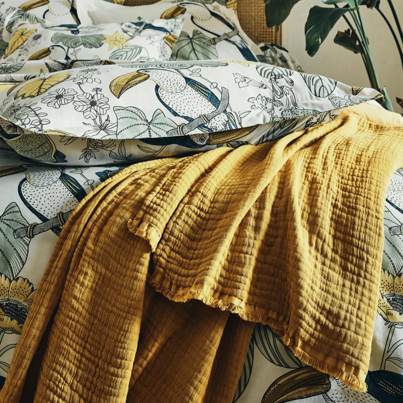 Housse De Couette|TRADILINGE Housse de couette coton lavé (300 x 240 cm) Toco e Vert