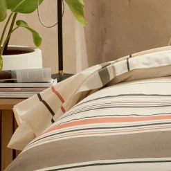 Housse De Couette|TRADI LINGE Housse de couette coton lavé (280 x 240 cm) Hugo Corail Orange