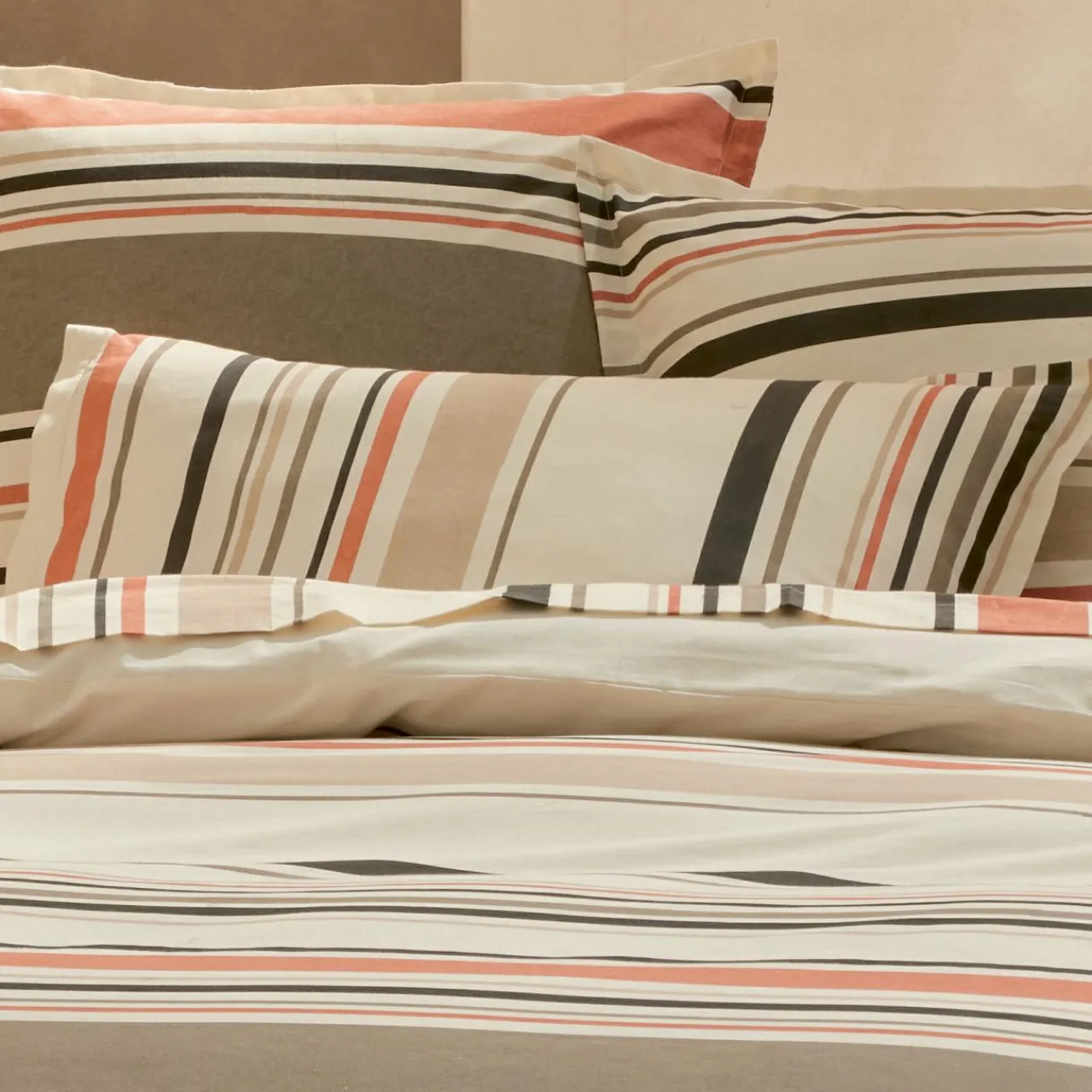 Housse De Couette|TRADI LINGE Housse de couette coton lavé (280 x 240 cm) Hugo Corail Orange