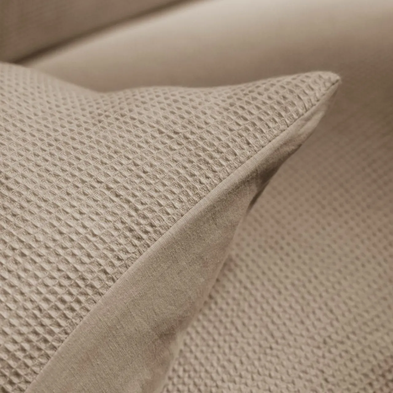 Housse De Couette|EMINZA Housse de couette coton nid d'abeille (200 x 200 cm) Eva Ficelle