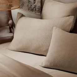 Housse De Couette|EMINZA Housse de couette coton nid d'abeille (140 x 200 cm) Eva Ficelle