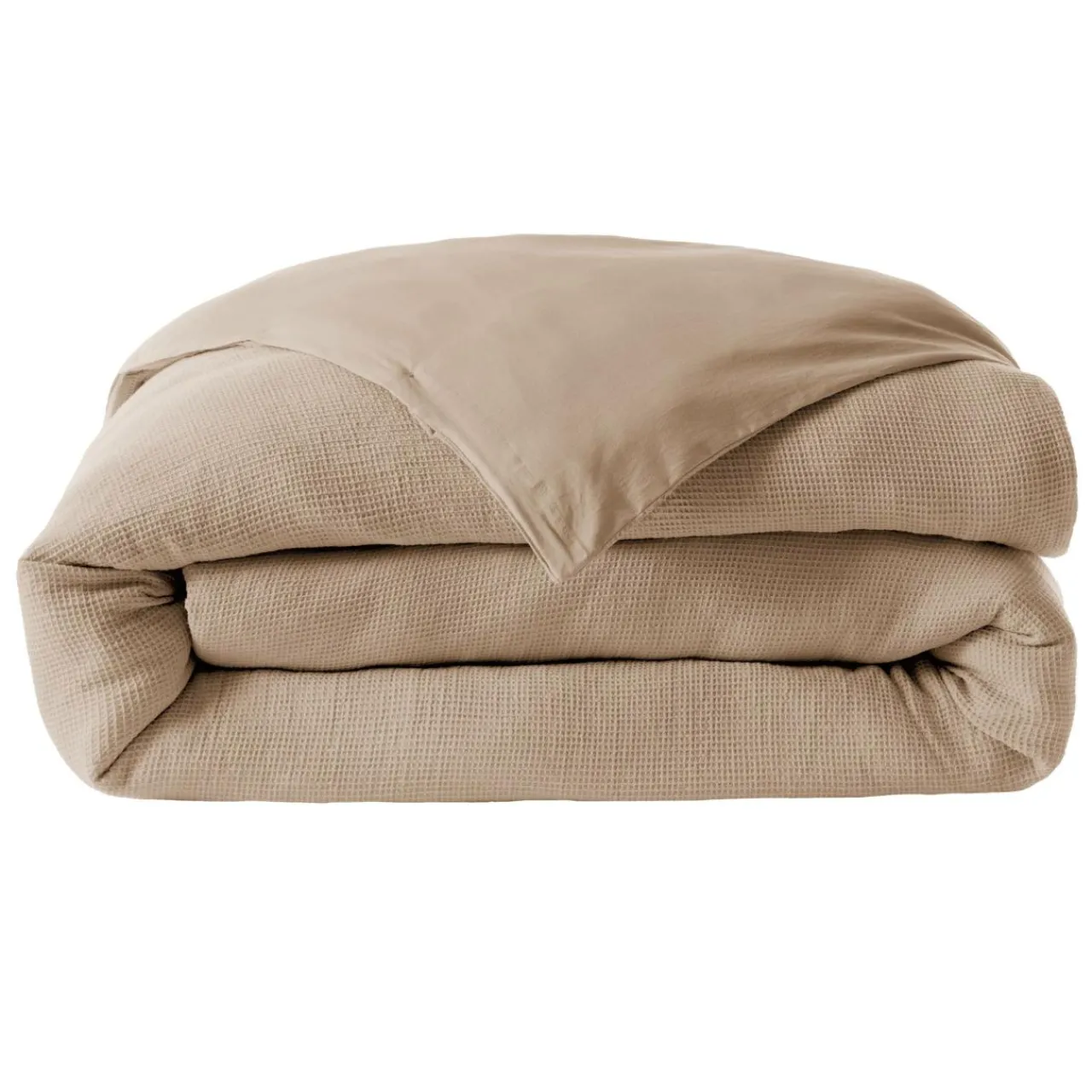 Housse De Couette|EMINZA Housse de couette coton nid d'abeille (260 x 240 cm) Eva Ficelle