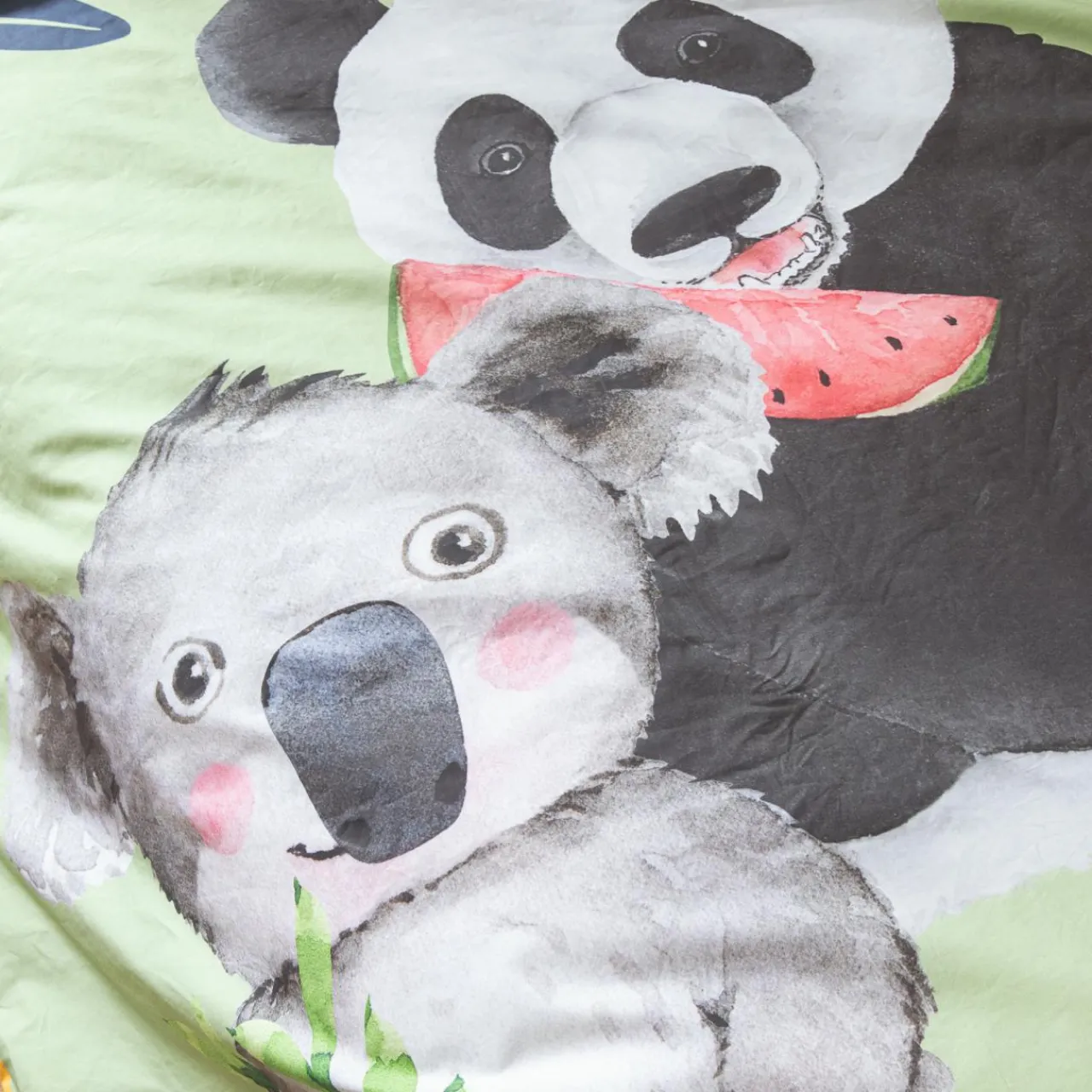 Linge De Lit Enfant|Linge De Lit Enfant|TRADILINGE Housse de couette enfant percale de coton (140 x 200 cm) Panda e Vert