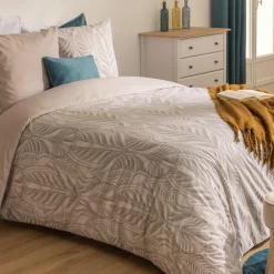 Parure De Lit|Housse De Couette|ATMOSPHERA Housse de couette et deux taies coton (240 x 220 cm) Nalh Beige