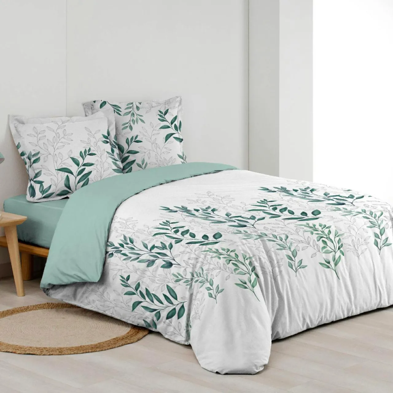 Parure De Lit|Housse De Couette|douceur d'intu017drieur Housse de couette et deux taies d'oreiller percale de coton (260 x 240 cm) Wendy e Vert
