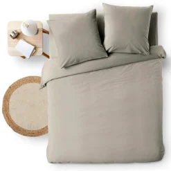 Parure De Lit|Housse De Couette|douceur d'intu017drieur Housse de couette et deux taies d'oreiller coton (240 x 220 cm) Meline Gris Anthracite