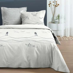 Parure De Lit|STOF Housse de couette et deux taies en coton (240 x 220 cm) Bordemer Ecru