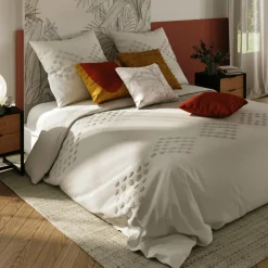 Parure De Lit|Housse De Couette|ATMOSPHERA Housse de couette et deux taies coton lavé (240 x 220 cm) Moura Ecru