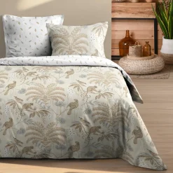 Parure De Lit|STOF Housse de couette et deux taies d'oreiller en coton (260 x 240 cm) Dabali Ecru