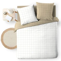 Parure De Lit|Housse De Couette|douceur d'intu017drieur Housse de couette et deux taies d'oreiller en coton (240 x 220 cm) Cadria Blanc