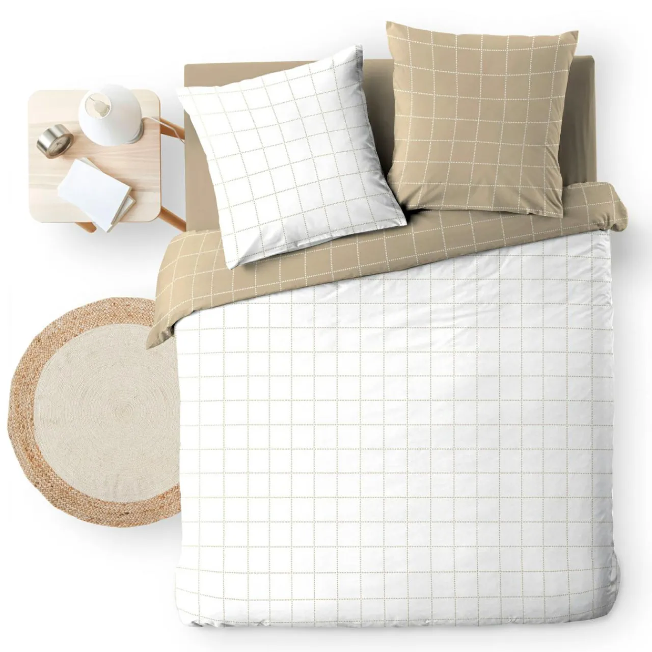 Parure De Lit|Housse De Couette|douceur d'intu017drieur Housse de couette et deux taies d'oreiller en coton (240 x 220 cm) Cadria Blanc