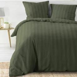 Parure De Lit|Housse De Couette|douceur d'intu017drieur Housse de couette et deux taies microfibre (240 x 220 cm) Cleo Vert kaki