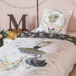 Linge De Lit Enfant|Linge De Lit Enfant|L'EFFET PAPILLON Housse de couette et deux taies enfant coton (200 x 200 cm) Mon étoile Rose