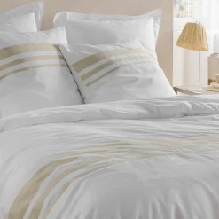 Parure De Lit|Housse De Couette|DOUCEUR D'INTERIEUR Housse de couette et deux taies coton (260 x 240 cm) Margaux he Blanc