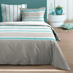 Parure De Lit|STOF Housse de couette et deux taies d'oreiller en coton (260 x 240 cm) Barbade Vert céladon