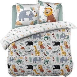 Linge De Lit Enfant|Linge De Lit Enfant|L'effet papillon Housse de couette et deux taies enfant coton (200 x 200 cm) Savane Multicolore