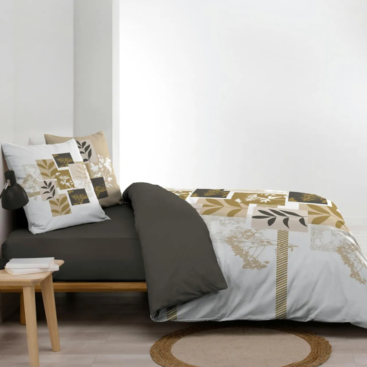 Parure De Lit|Housse De Couette|douceur d'intu017drieur Housse de couette et deux taies d'oreiller en coton (240 x 220 cm) Utopia Beige