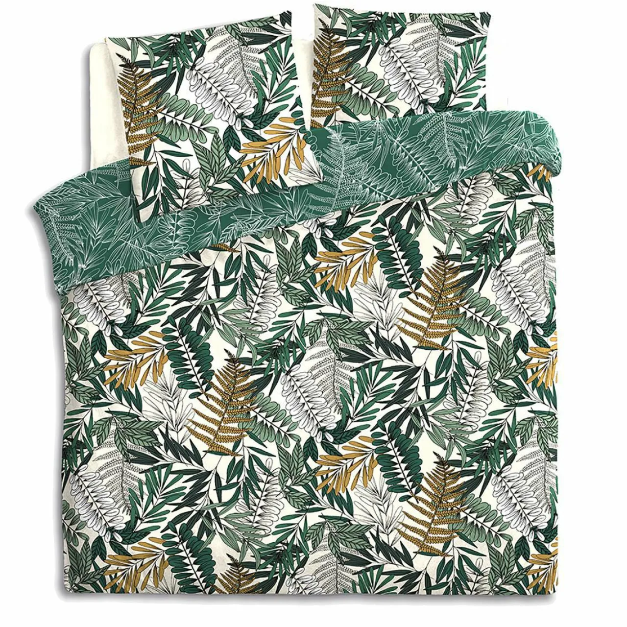 Parure De Lit|Housse De Couette|ATMOSPHERA Housse de couette et deux taies coton (260 x 240 cm) Tropik e Vert