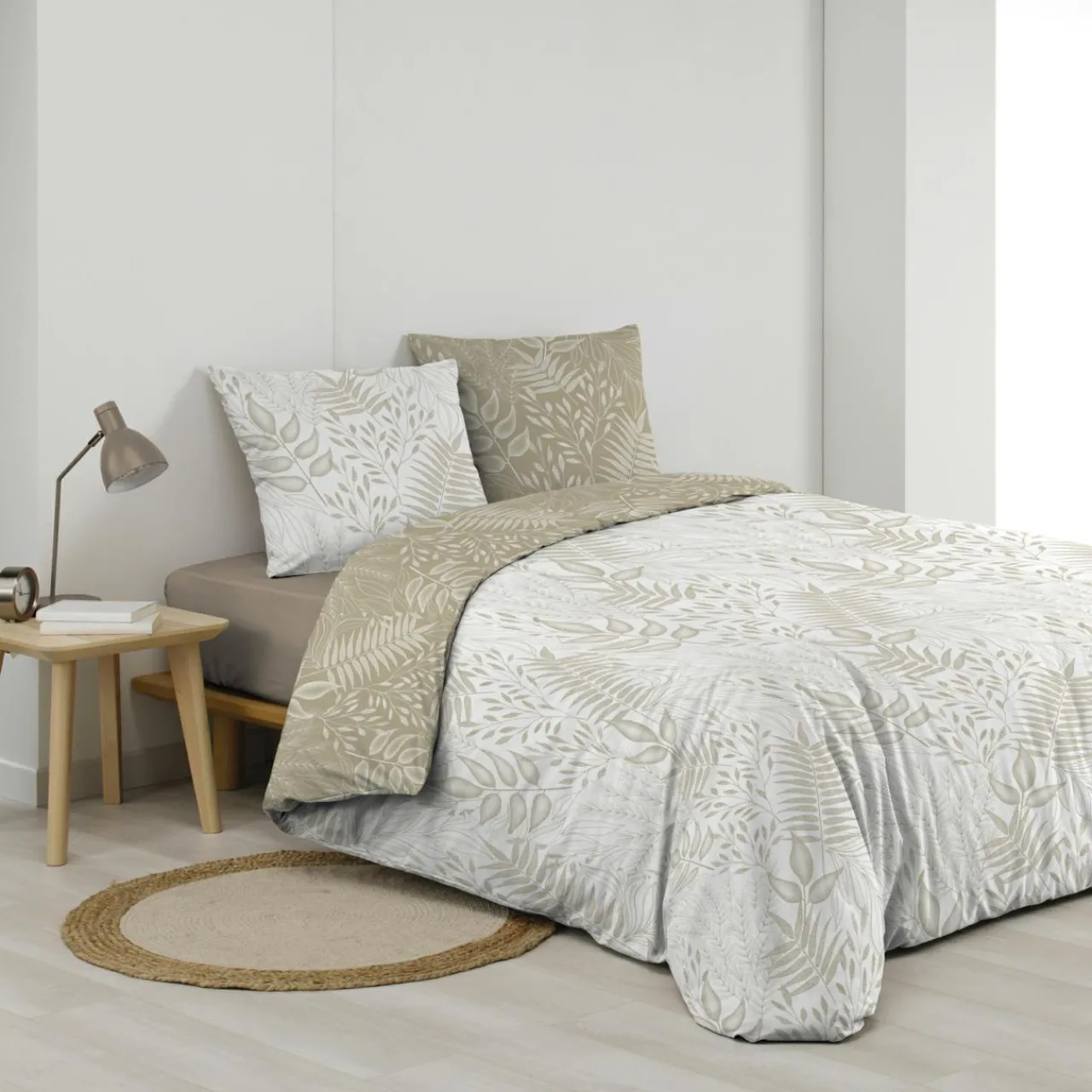 Parure De Lit|Housse De Couette|DOUCEUR D'INTERIEUR Housse de couette et deux taies coton (260 x 240 cm) Cassia Beige