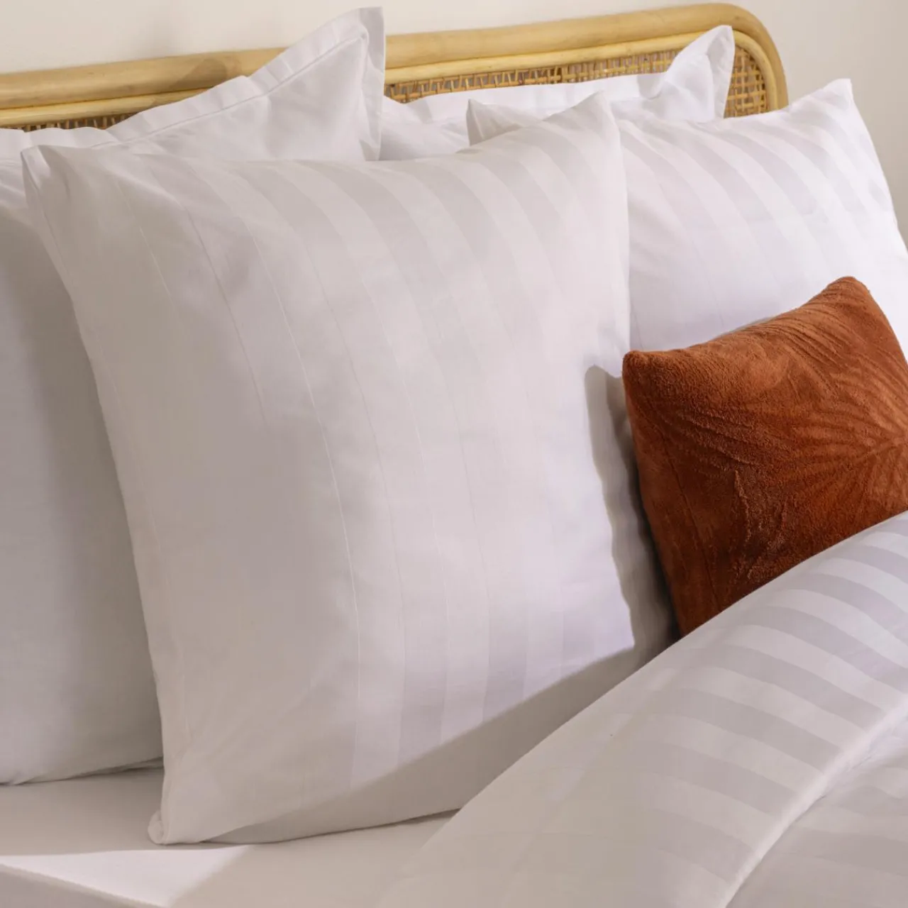 Housse De Couette|Parure De Lit|ATMOSPHERA Housse de couette et deux taies satin de coton (240 x 220 cm) Isadora he Blanc