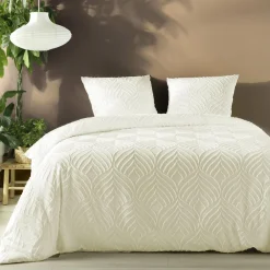 Parure De Lit|Housse De Couette|douceur d'intu017drieur Housse de couette et deux taies microfibre tuftée (240 x 220 cm) Heltie Ivoire