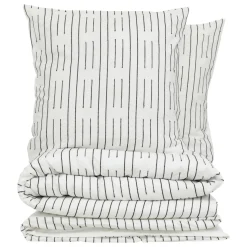 Parure De Lit|Housse De Couette|Atmosphera, cru017dateur d'intu017drieur Housse de couette et deux taies coton (240 x 220 cm) Dobby Noire Blanc